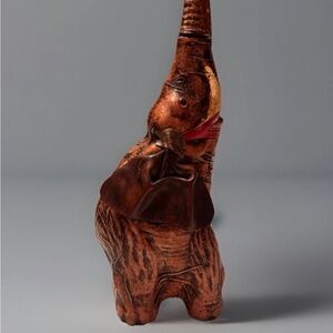 Vintage Vetro Pelle Italian Glass and Brown Leather Elephant Decanter Bottle